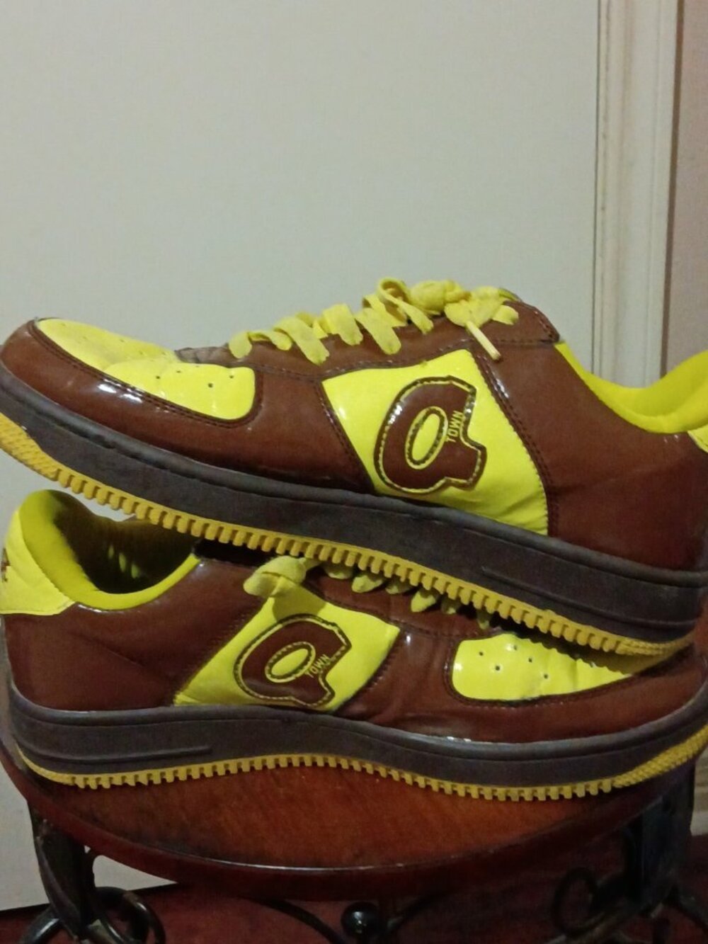 Men's A Bathing Ape Foot Work Trap Star Brown Yellow Sneaker FS-001 Size 11.5 - Picture 13 of 15